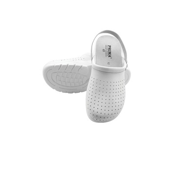 Saboti medicali din piele, cu bareta, Albi Saboti medicali din piele, cu bareta, Albi