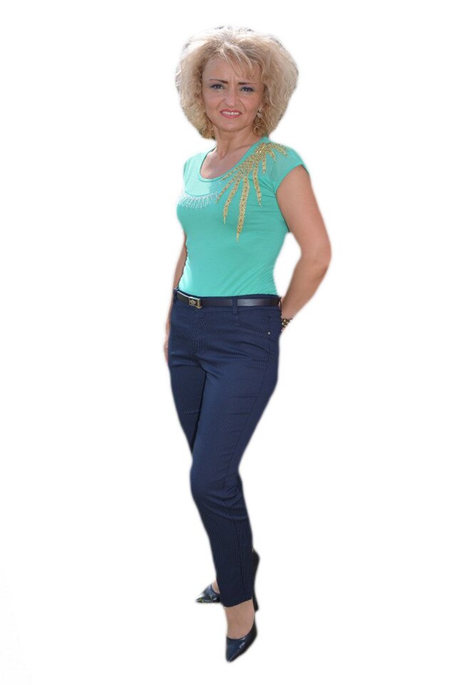 Pantaloni de vara, croi cambrat , D&J Exclusive, Albastru marin