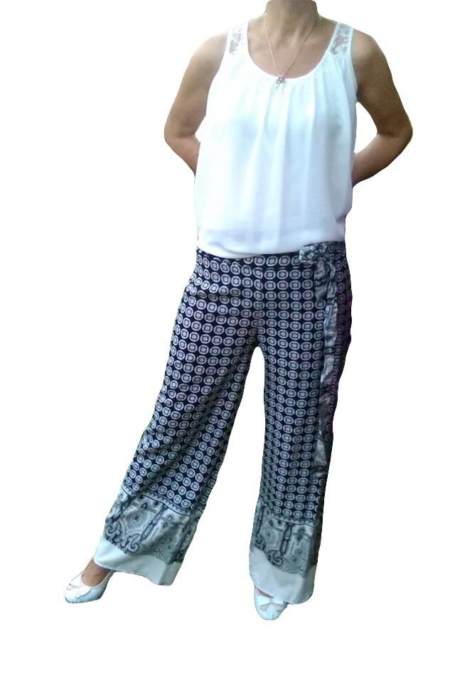 Pantaloni salvar cu model marunt , de vara, D&J Exclusive, Negru cu Alb