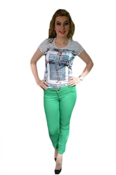 Pantaloni de vara, model lung , D&J Exclusive, Verde