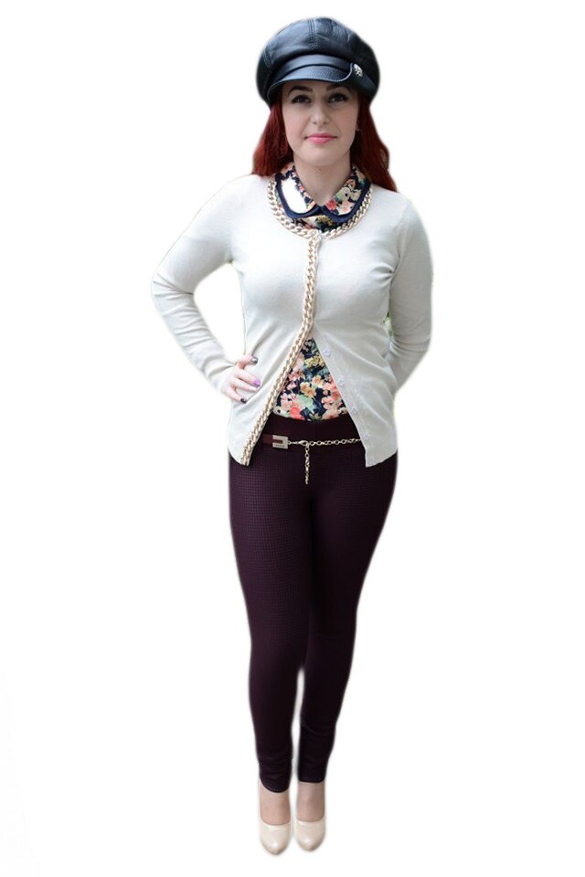Pantaloni casual, buzunare apretate , D&J Exclusive, Rosu inchis