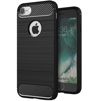 Husa de protectie Carbon PROTECTS pentru iPhone 7 / iPhone 8, Black Husa de protectie Carbon PROTECTS pentru iPhone 7 / iPhone 8, Black