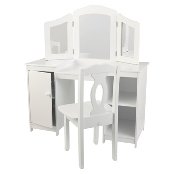 Masuta de toaleta si scaun Deluxe Vanity & Chair White Kidkraft Masuta de toaleta si scaun Deluxe Vanity & Chair White Kidkraft