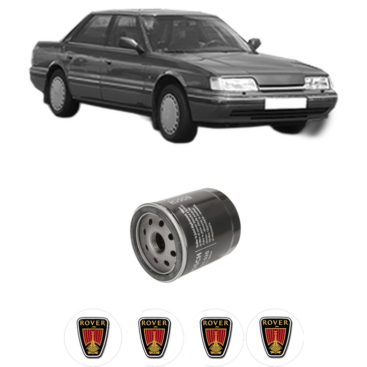 Filtru ulei ROVER 800 (XS) 820 I/SI (RS) din 1992-1999 KW 100 CP 136 CMC 1996, auto, Bosch, 4x Stickere auto cu ROVER