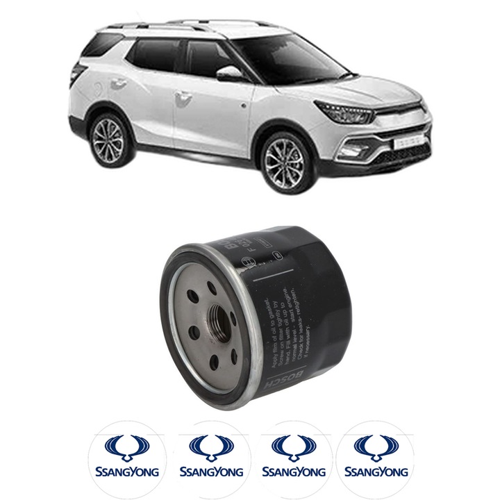 Filtru ulei SSANGYONG XLV SUV 1.6 GPL All-wheel Drive din 2016 KW 94 CP 128 CMC 1597, auto, Bosch, 4x Stickere auto cu SSANGYONG