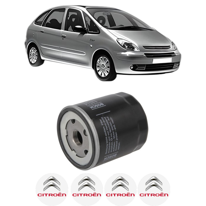 Filtru ulei CITROEN XSARA PICASSO (N68) 2.0 din 2004 KW 88 CP 120 CMC 1997, auto, Bosch, 4x Stickere auto cu CITROEN