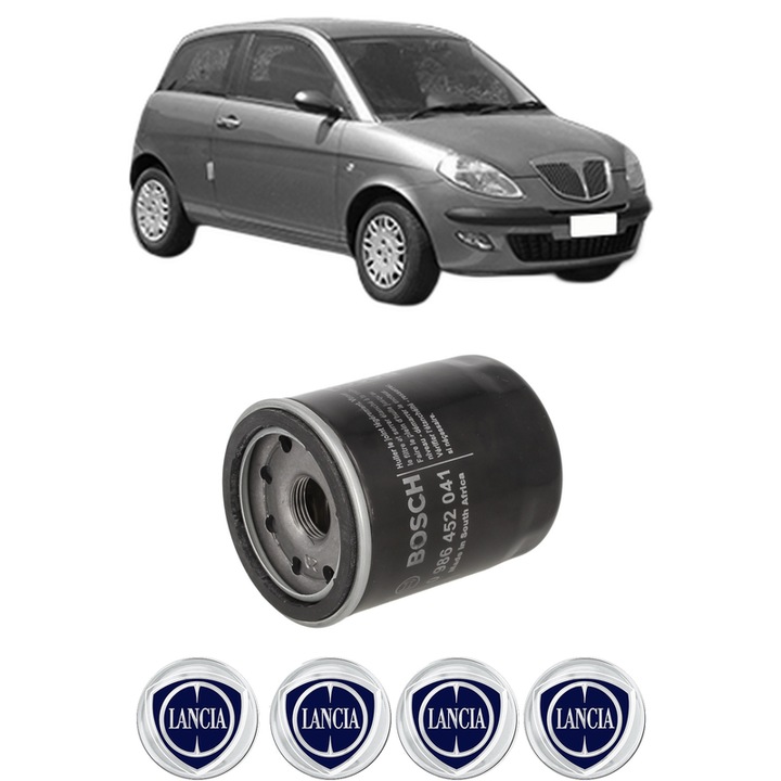 Filtru ulei LANCIA YPSILON (843_) 1.4 LPG (843.AXG1A) din 2010-2011 KW 57 CP 78 CMC 1368, auto, Bosch, 4x Stickere auto cu LANCIA