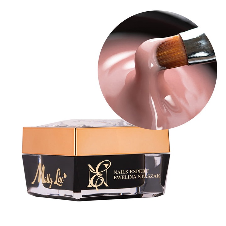 Gel de constructie pentru unghii, MollyLac, Salon Cover, nuanta Nude, 15g