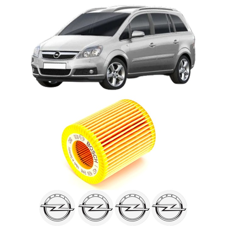 Filtru ulei OPEL ZAFIRA / ZAFIRA FAMILY B (A05) 1.9 CDTI (M75) din 2005-2015 KW 88 CP 120 CMC 1910, auto, Bosch, 4x Stickere auto cu OPEL