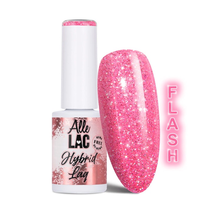 Oja hibrida LED/UV Pinks Flash Glitter, 6g, roz