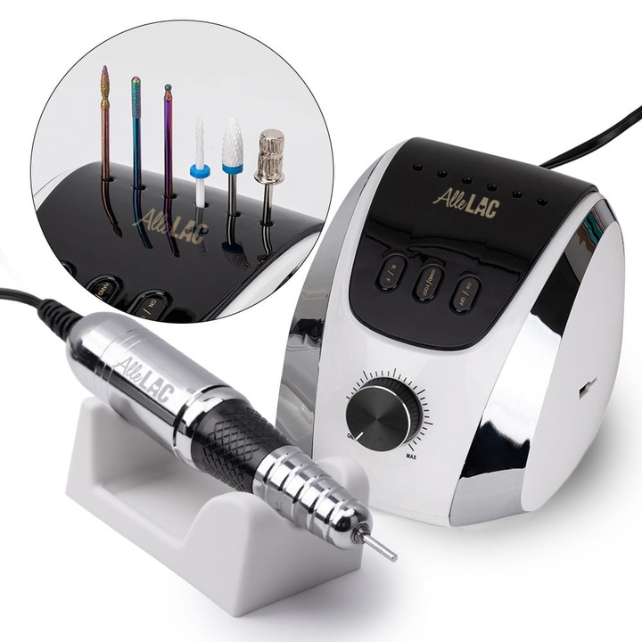 Freza pentru unghii, AlleLac M13, 68W, 0-35.000 rotatii/min, alb, 13x12x10cm