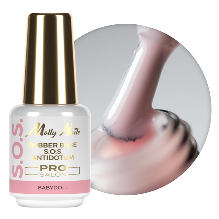Baza rubber Molly Nails 15g, pentru unghii moi si slabe, transparenta, pentru manichiura si pedichiura hibrida