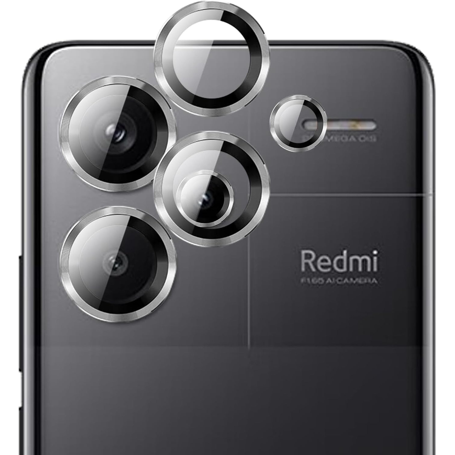 Folie de protectie camera foto, metal + sticla securizata, anti-zgarieturi, negru, compatibila cu Redmi Note 13 Pro Plus