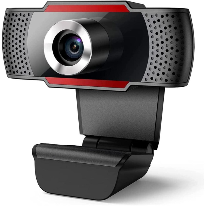 Webkamera USB Full HD 1080P, mikrofon, állítható csipesz, fekete