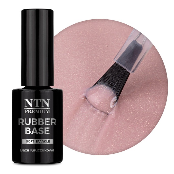 Baza rubber NTN Premium Soft Sparkle 7g, nude cu glitter, 2 in 1, pentru manichiura si pedichiura