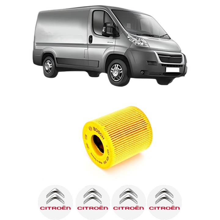 Filtru ulei CITROEN JUMPER II Van 2.2 HDi 120 din 2006-2016 KW 88 CP 120 CMC 2198, auto, Bosch, 4x Stickere auto cu CITROEN