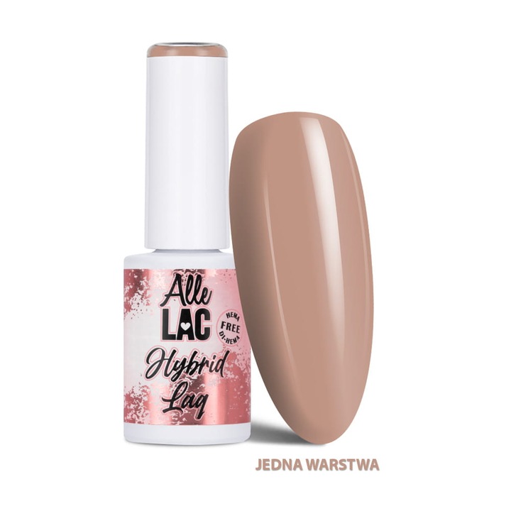 Oja hibrida LED/UV Nudes Toffee 6g, AlleLac, formula HEMA/Di-HEMA Free, aplicare usoara, rezistenta la ciobire