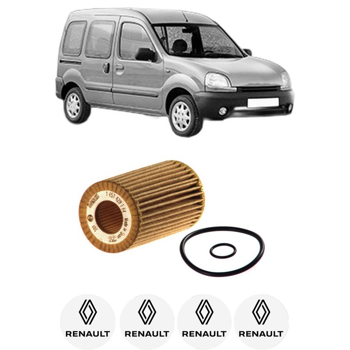 Filtru ulei RENAULT KANGOO (KC0/1_) 1.2 16V (KC05, KC06, KC03, KC0T, KC0W, KC1D) din 2001 KW 55 CP 75 CMC 1149, auto, Bosch, 4x Stickere auto cu RENAULT
