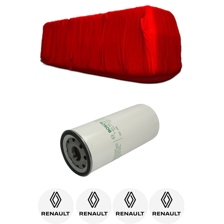 Filtru ulei RENAULT TRUCKS KERAX 480.26 din 2009 KW 353 CP 480 CMC 12777, auto, Bosch, 4x Stickere auto cu RENAULT TRUCKS