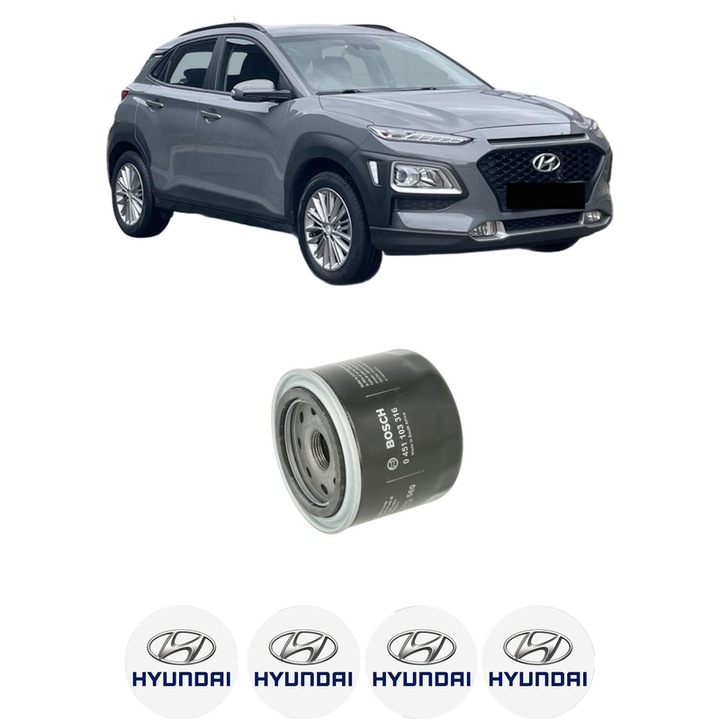 Olajszűrő HYUNDAI KONA (OS, OSE, OSI) 1.6 T-GDi 4WD 2017-2023 KW 130 LE 177 CM3 1591, autó, Bosch, 4x HYUNDAI autómatrica