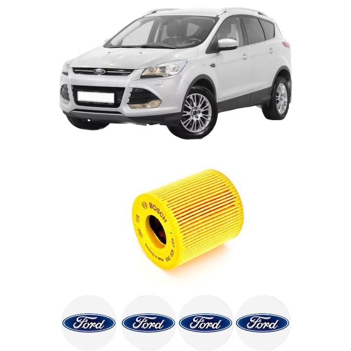 Filtru ulei FORD KUGA II (DM2) 2.0 TDCi 4x4 din 2013-2019 KW 100 CP 136 CMC 1997, auto, Bosch, 4x Stickere auto cu FORD