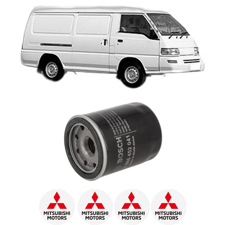 Filtru ulei MITSUBISHI L 300 III Van (P0_V, P1_V, P2_V) 2.0 (P03V, P13V) din 1986-1996 KW 64 CP 87 CMC 1997, auto, Bosch, 4x Stickere auto cu MITSUBISHI