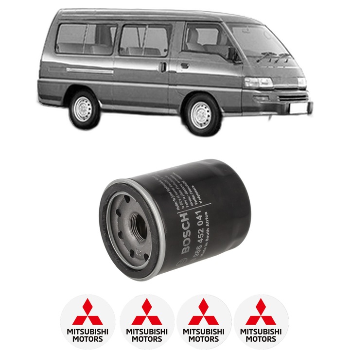 Filtru ulei MITSUBISHI L 300 III Bus (P0_W, P1_W, P2_W, P3_W) 2.4 4WD (P24W) din 1986-1990 KW 80 CP 109 CMC 2351, auto, Bosch, 4x Stickere auto cu MITSUBISHI