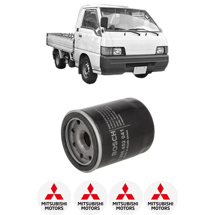 Filtru ulei MITSUBISHI L 300 III Platform/Chassis (P1_T ) 2.0 (P13T) din 1994-2000 KW 85 CP 116 CMC 1997, auto, Bosch, 4x Stickere auto cu MITSUBISHI