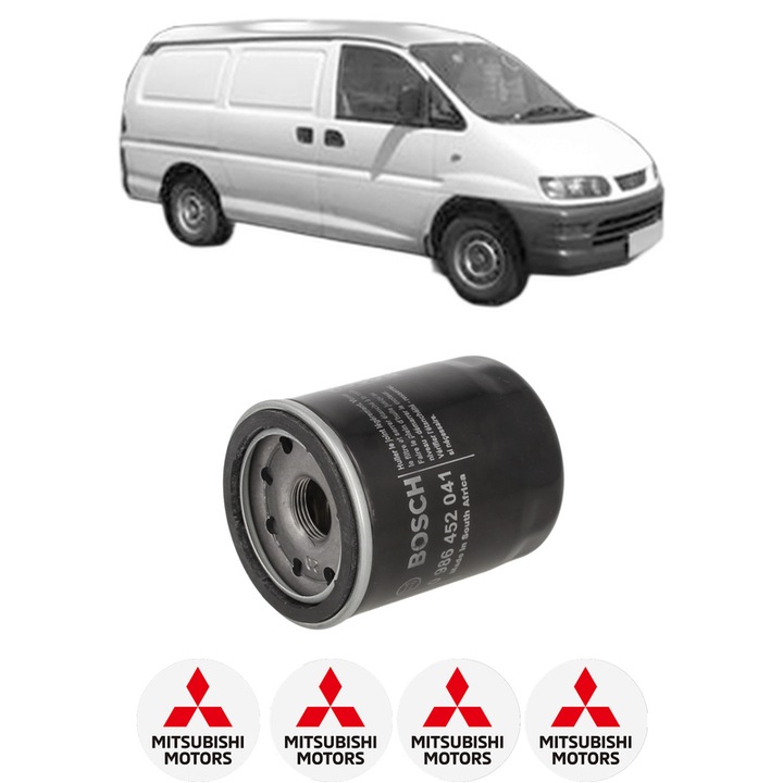 Filtru ulei MITSUBISHI L400 Van (PD_W, PC_W, PB_V, PA_W, PA_V) 2.0 (PA3W) din 1994-2002 KW 83 CP 113 CMC 1997, auto, Bosch, 4x Stickere auto cu MITSUBISHI