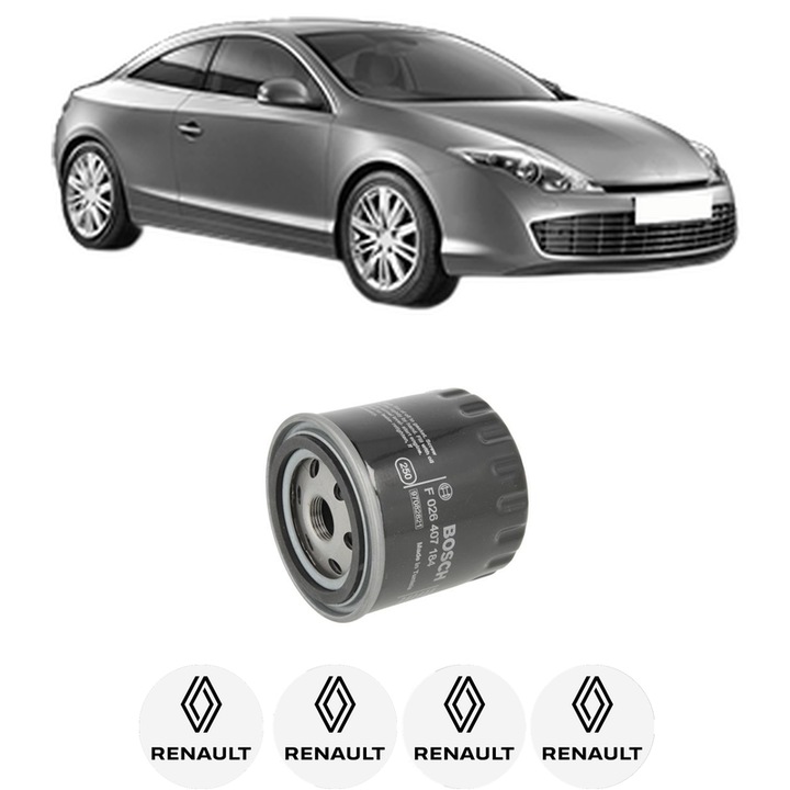 Filtru ulei RENAULT LAGUNA Coupe (DT0/1) 3.0 dCi din 2012-2015 KW 177 CP 241 CMC 2998, auto, Bosch, 4x Stickere auto cu RENAULT