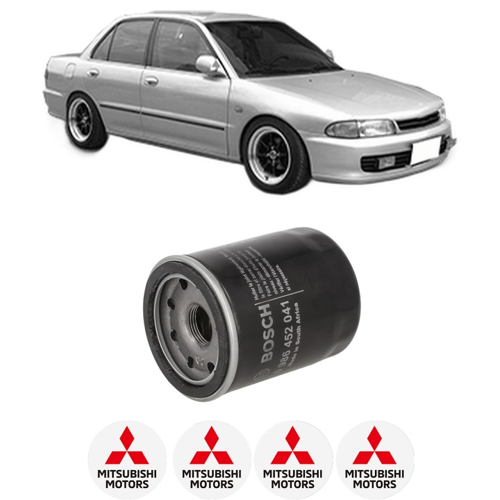 Filtru ulei MITSUBISHI LANCER V (CB_A, CD_A, CE_A) 1.6 16V (CB4A) din 1992-1996 KW 83 CP 113 CMC 1597, auto, Bosch, 4x Stickere auto cu MITSUBISHI
