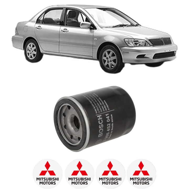 Filtru ulei MITSUBISHI LANCER VI (CJ_, CP_, CK_) 1.3 12V (CK1A) din 1995-2003 KW 55 CP 75 CMC 1299, auto, Bosch, 4x Stickere auto cu MITSUBISHI