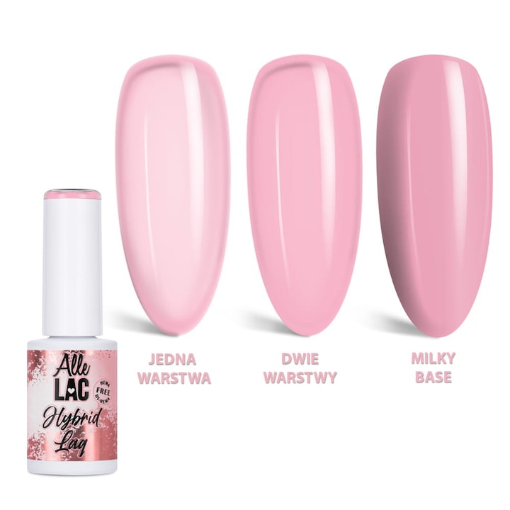 Oja hibrida LED/UV, AlleLac, Nudes Rose Smoke, 6g, formula poltransparenta, aplicare usoara