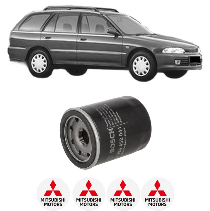Filtru ulei MITSUBISHI LANCER V Station Wagon (CB_W, CD_W) 1.6 16V 4WD (CD4W) din 1992-2003 KW 83 CP 113 CMC 1597, auto, Bosch, 4x Stickere auto cu MITSUBISHI