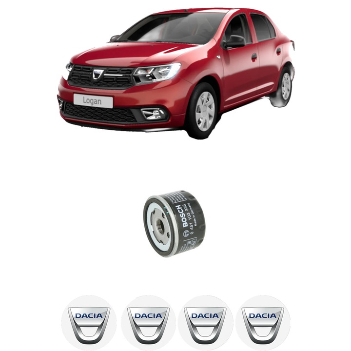 Filtru ulei DACIA LOGAN II 1.6 din 2016 KW 59 CP 80 CMC 1598, auto, Bosch, 4x Stickere auto cu DACIA
