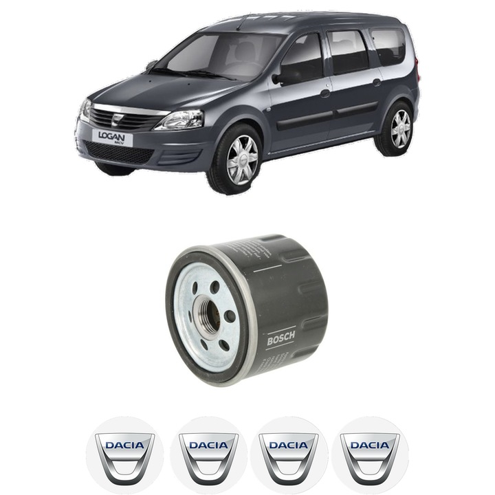 Filtru ulei DACIA LOGAN MCV (KS_) 1.5 dCi (KS0W) din 2007-2012 KW 63 CP 86 CMC 1461, auto, Bosch, 4x Stickere auto cu DACIA