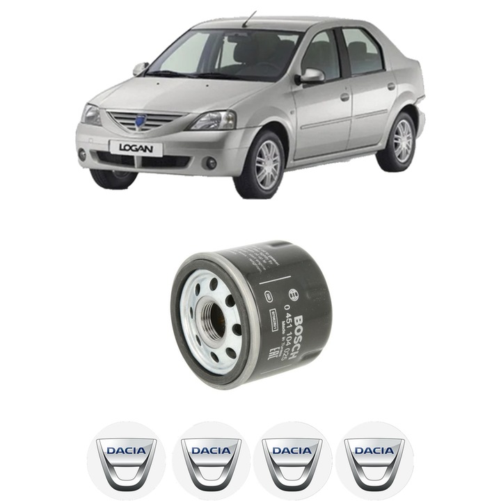 Filtru ulei DACIA LOGAN (LS_) 1.2 16V LPG din 2006 KW 55 CP 75 CMC 1149, auto, Bosch, 4x Stickere auto cu DACIA