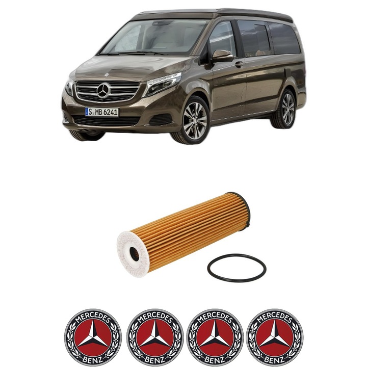 Filtru ulei MERCEDES-BENZ MARCO POLO Camper (W447) 220 CDI (447.703, 447.813) din 2019 KW 120 CP 163 CMC 1950, auto, Bosch, 4x Stickere auto cu MERCEDES-BENZ