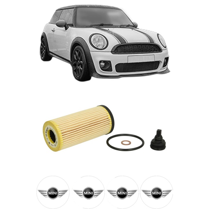 Filtru ulei MINI MINI CLUBMAN (F54) Cooper SD din 2015-2019 KW 120 CP 163 CMC 1995, auto, Bosch, 4x Stickere auto cu MINI
