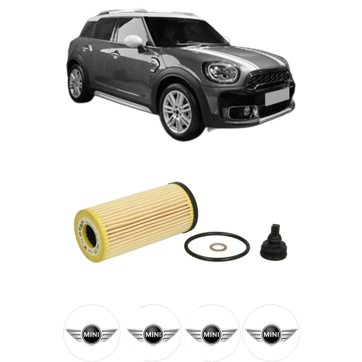 Filtru ulei MINI MINI COUNTRYMAN (F60) Cooper SD din 2016 KW 140 CP 190 CMC 1995, auto, Bosch, 4x Stickere auto cu MINI