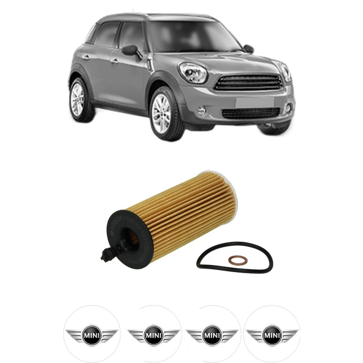 Filtru ulei MINI MINI COUNTRYMAN (R60) Cooper D din 2011-2016 KW 82 CP 112 CMC 1995, auto, Bosch, 4x Stickere auto cu MINI