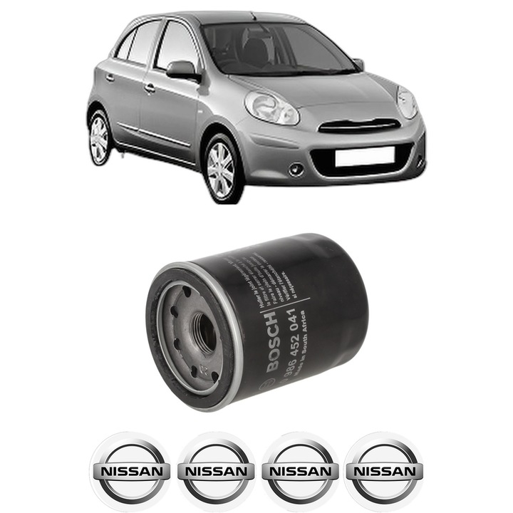 Filtru ulei NISSAN MICRA IV (K13K, K13KK) 1.2 din 2010-2015 KW 59 CP 80 CMC 1198, auto, Bosch, 4x Stickere auto cu NISSAN