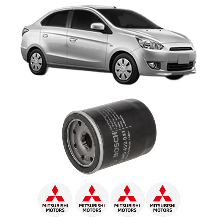 Filtru ulei MITSUBISHI MIRAGE VI Saloon (A1_A) 1.2 (A13A) din 2013 KW 59 CP 80 CMC 1193, auto, Bosch, 4x Stickere auto cu MITSUBISHI
