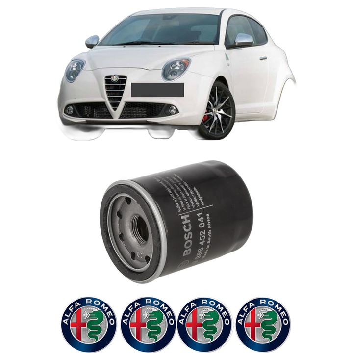 Filtru ulei ALFA ROMEO MITO (955_) 1.4 (955AXB1B, 955.AXF1B) din 2008-2013 KW 70 CP 95 CMC 1368, auto, Bosch, 4x Stickere auto cu ALFA ROMEO