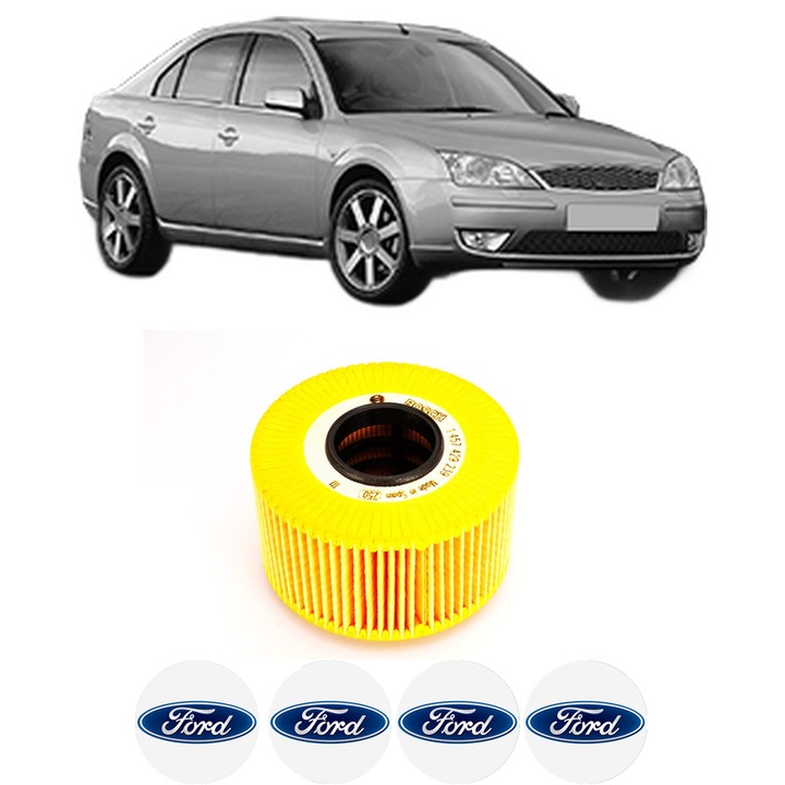 Filtru ulei FORD MONDEO III (B5Y) 2.0 TDCi din 2001-2007 KW 96 CP 130 CMC 1998, auto, Bosch, 4x Stickere auto cu FORD