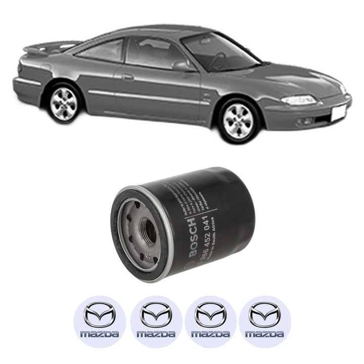 Filtru ulei MAZDA MX-6 (GE) 2.5 i 24V (GE20L) din 1994-1997 KW 120 CP 163 CMC 2497, auto, Bosch, 4x Stickere auto cu MAZDA