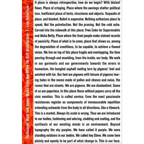 Occasional Work and Seven Walks from the Office for Soft Architecture, Lisa Robertson (Author)