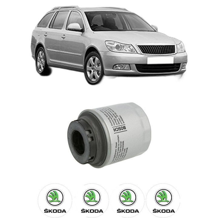 Filtru ulei SKODA OCTAVIA II Combi (1Z5) 1.2 TSI din 2010-2013 KW 77 CP 105 CMC 1197, auto, Bosch, 4x Stickere auto cu SKODA