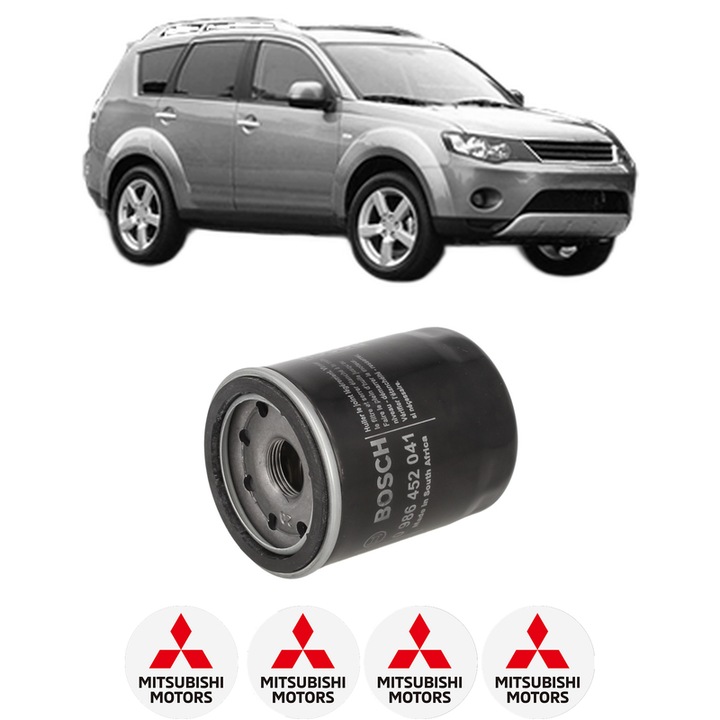 Filtru ulei MITSUBISHI OUTLANDER II (CW_W) 2.2 DI-D 4WD din 2010-2012 KW 103 CP 140 CMC 2268, auto, Bosch, 4x Stickere auto cu MITSUBISHI
