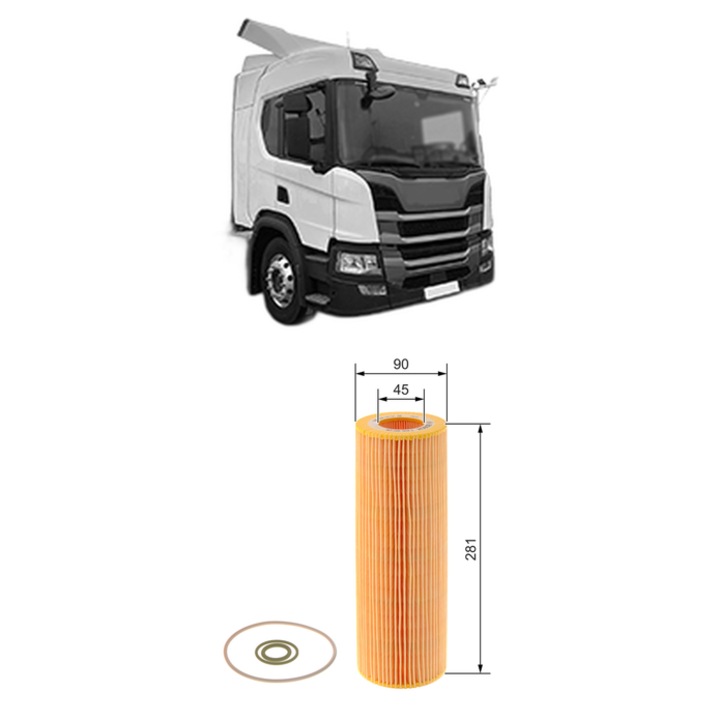Filtru ulei SCANIA P II P370 din 2017 KW 272 CP 370 CMC 12742, auto, Bosch, 4x Stickere auto cu SCANIA